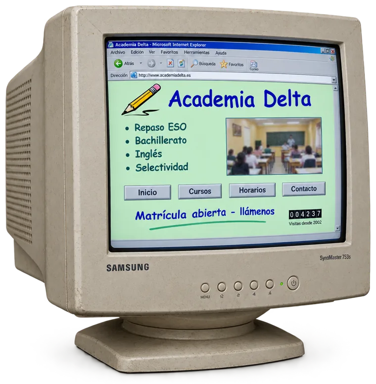 Web antigua de ejemplo en un monitor de hace años