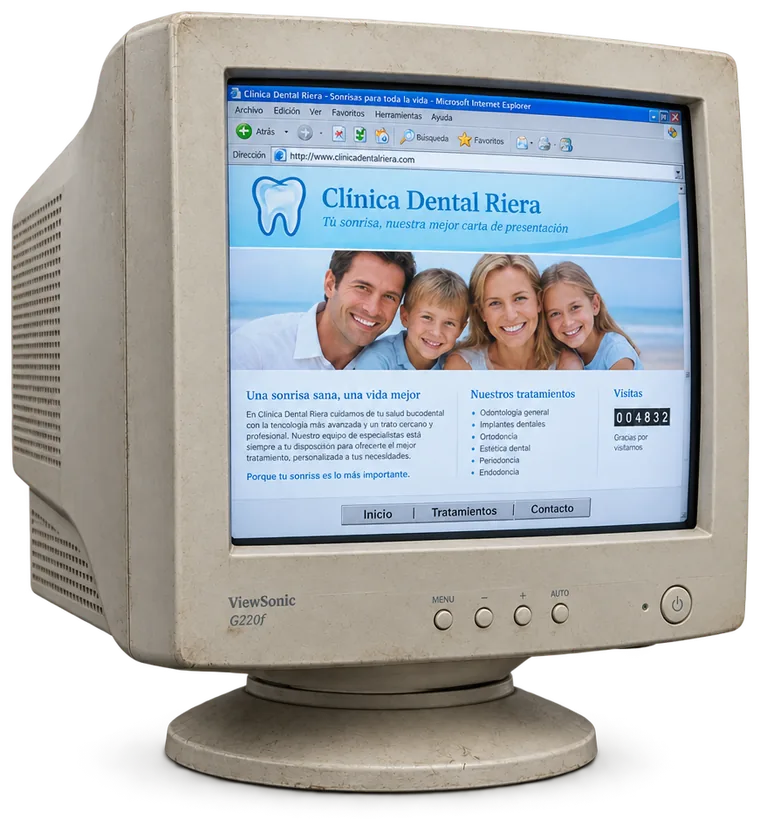 Web antigua de ejemplo en un monitor de hace años