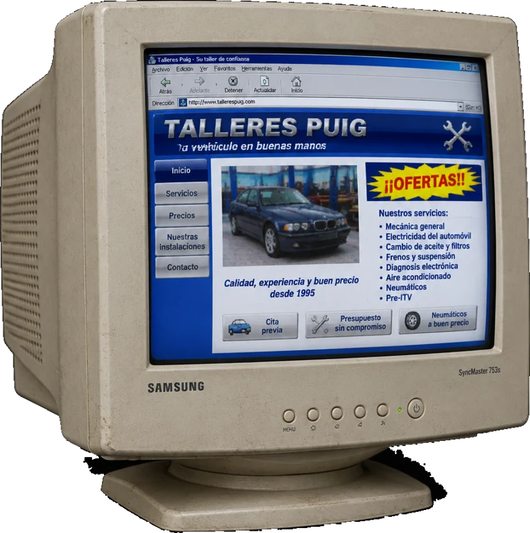 Web antigua de ejemplo en un monitor de hace años